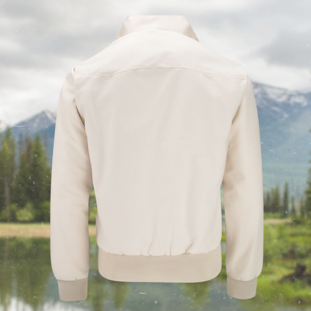 Men bomber jacket zip up Harrington style with ribbed cuffs and inner pocket