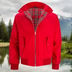 Men bomber jacket zip up Harrington style with ribbed cuffs and inner pocket