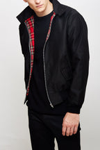 Men bomber jacket zip up Harrington style with ribbed cuffs and inner pocket
