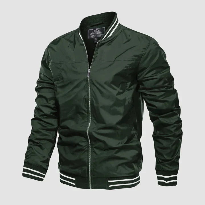 Men's lightweight bomber jacket zip-up Harrington summer style in black, wine, army green