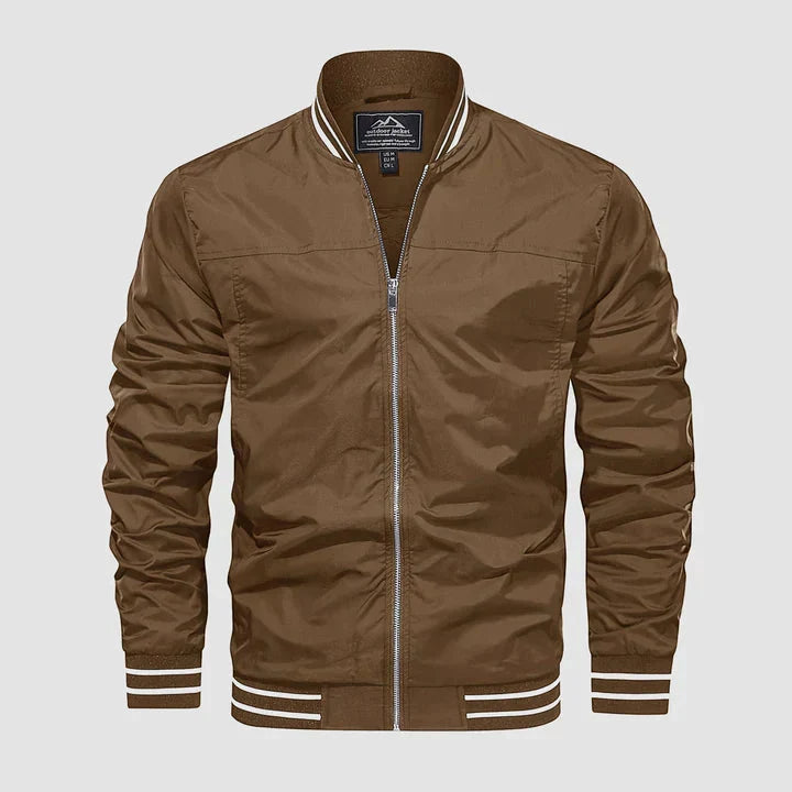 Men's lightweight bomber jacket zip-up Harrington summer style in black, wine, army green