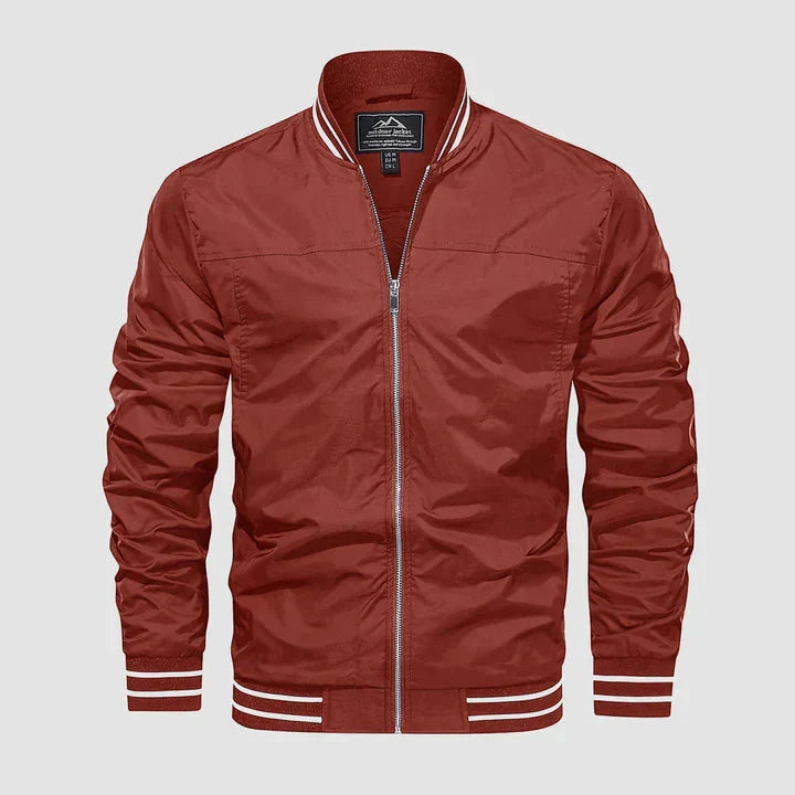 Men's lightweight bomber jacket zip-up Harrington summer style in black, wine, army green