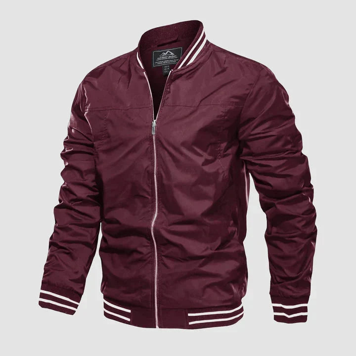 Men's lightweight bomber jacket zip-up Harrington summer style in black, wine, army green