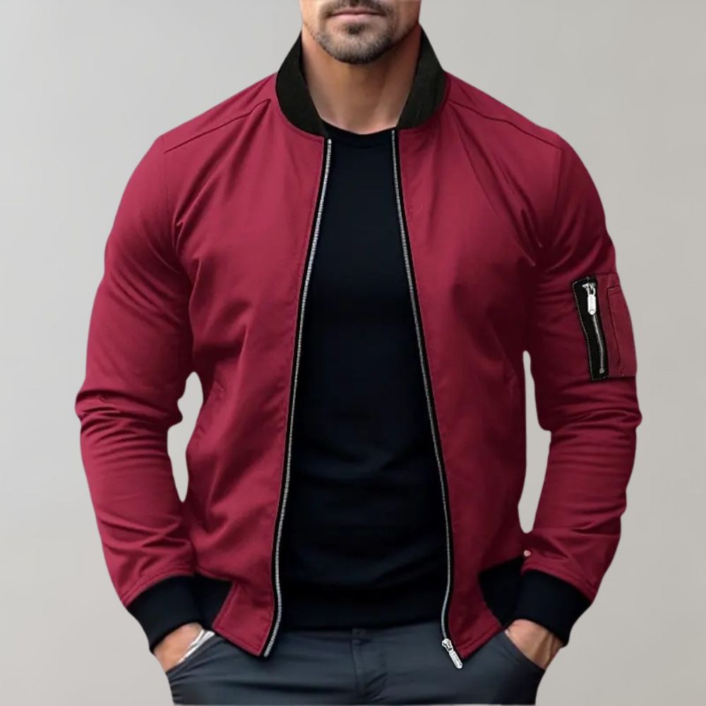 Men's lightweight bomber jacket with full-zip and ribbed collar