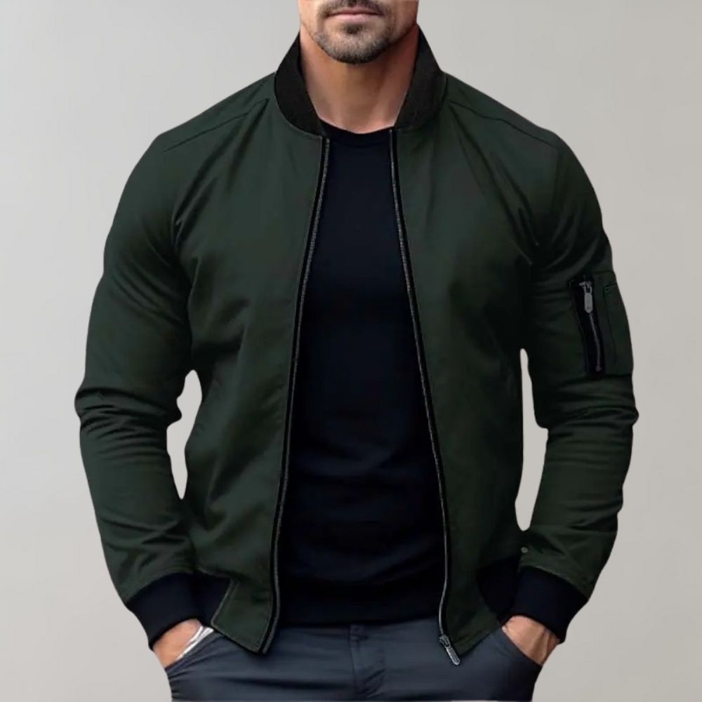 Men's lightweight bomber jacket with full-zip and ribbed collar
