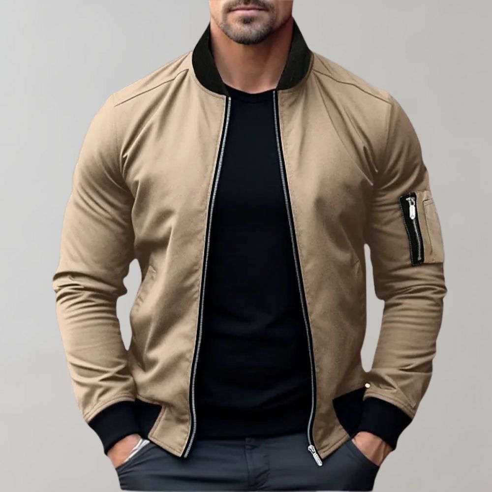 Men's lightweight bomber jacket with full-zip and ribbed collar