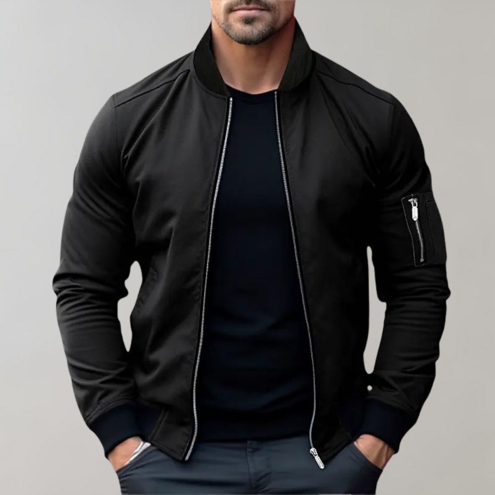 Men's lightweight bomber jacket with full-zip and ribbed collar