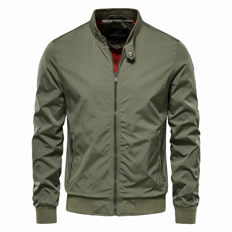 Men's lightweight windproof bomber jacket with zip-up closure, casual athletic fit
