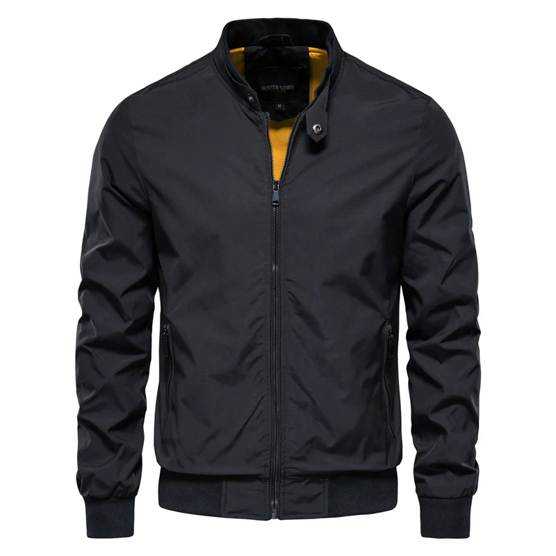 Men's lightweight windproof bomber jacket with zip-up closure, casual athletic fit