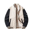 Men bomber jacket zip up in beige black and green lightweight casual
