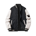 Men bomber jacket zip up in beige black and green lightweight casual