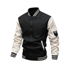 Men bomber jacket zip up in beige black and green lightweight casual