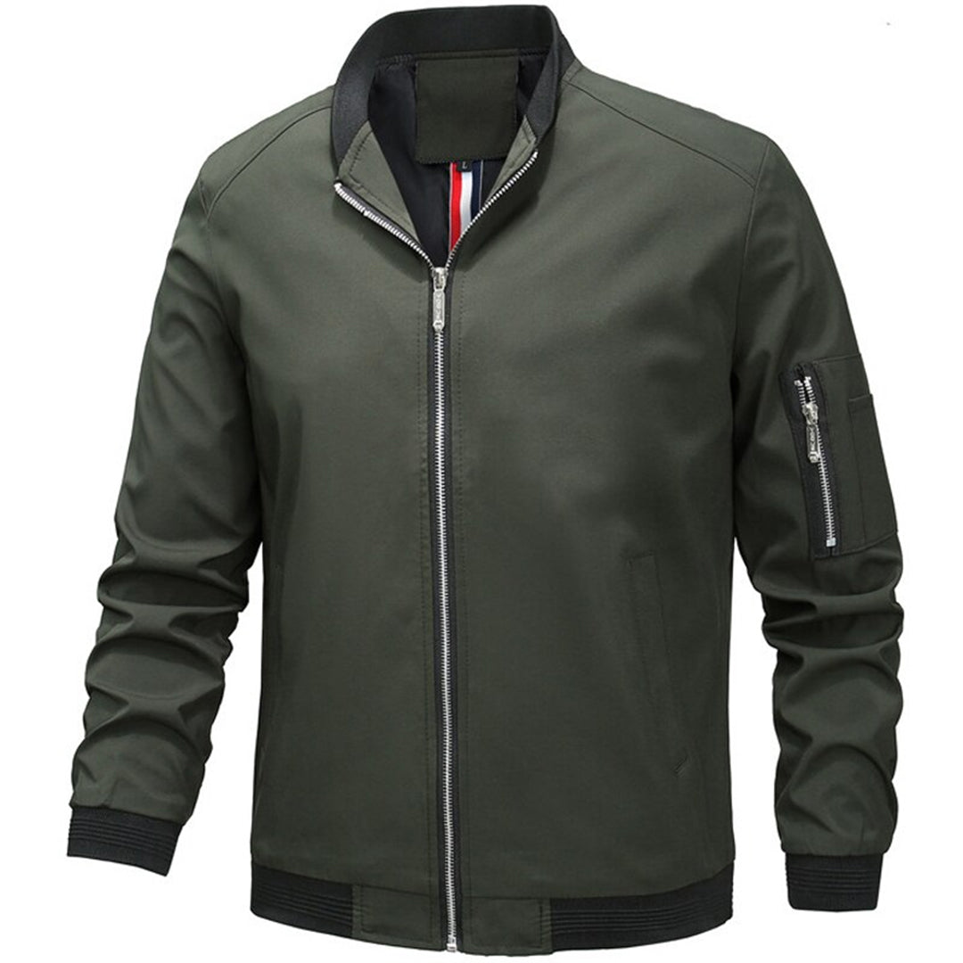 Men's lightweight bomber jacket with zip-up closure, ribbed cuffs and stand collar