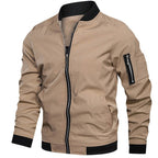 Men's lightweight bomber jacket with zip-up closure, ribbed cuffs and stand collar