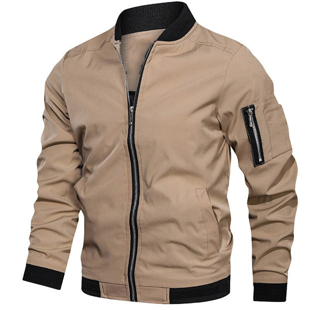 Men's lightweight bomber jacket with zip-up closure, ribbed cuffs and stand collar