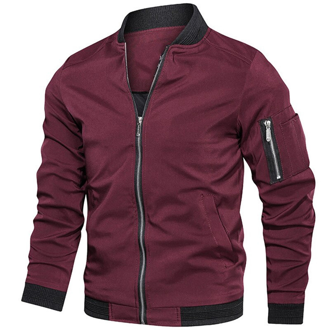 Men's lightweight bomber jacket with zip-up closure, ribbed cuffs and stand collar