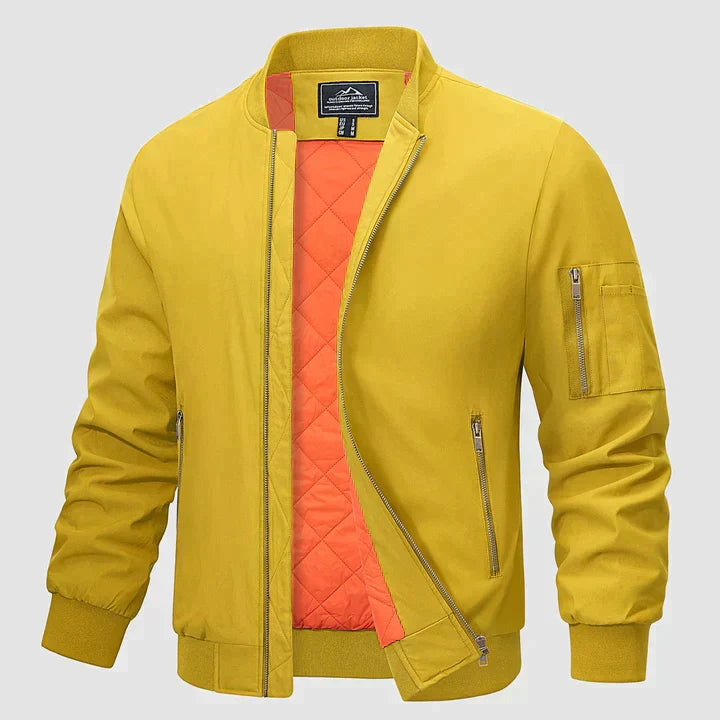 Men's lightweight windproof bomber jacket with zip-up closure, multiple colours