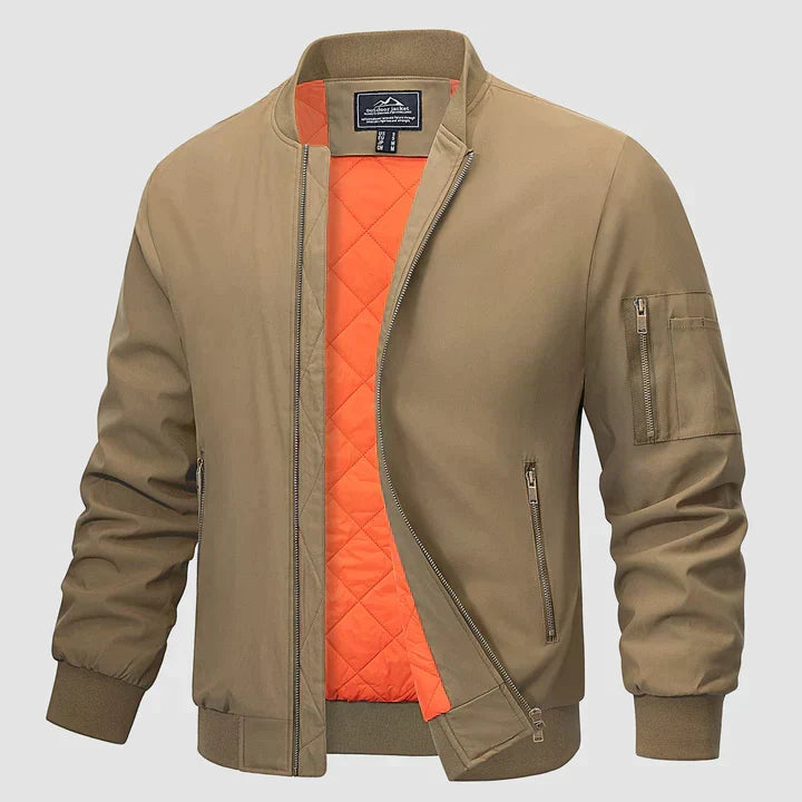Men's lightweight windproof bomber jacket with zip-up closure, multiple colours
