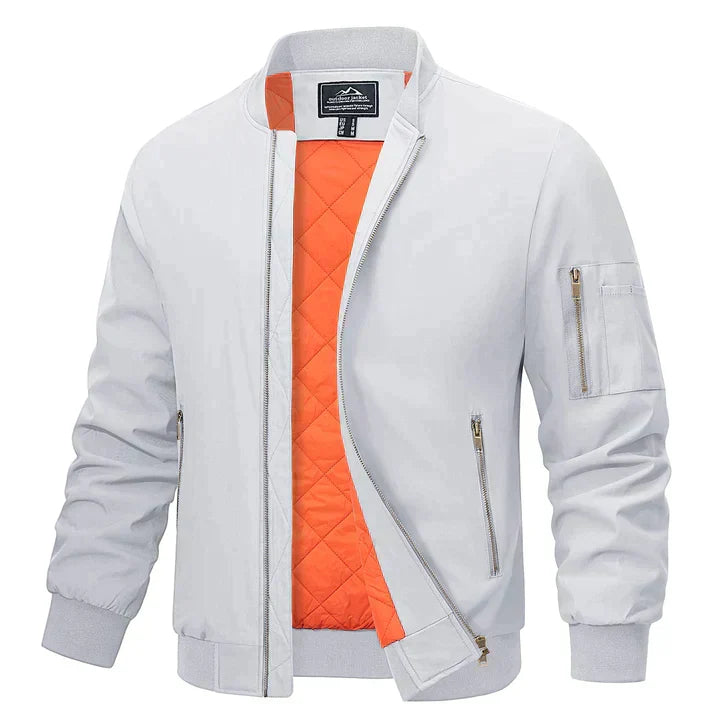 Men's lightweight windproof bomber jacket with zip-up closure, multiple colours