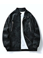 Men's bomber jacket full zip relaxed fit fall jacket in brown, black and grey