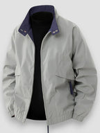 Men's bomber jacket zip-up loose fit with stand collar, transitional outerwear