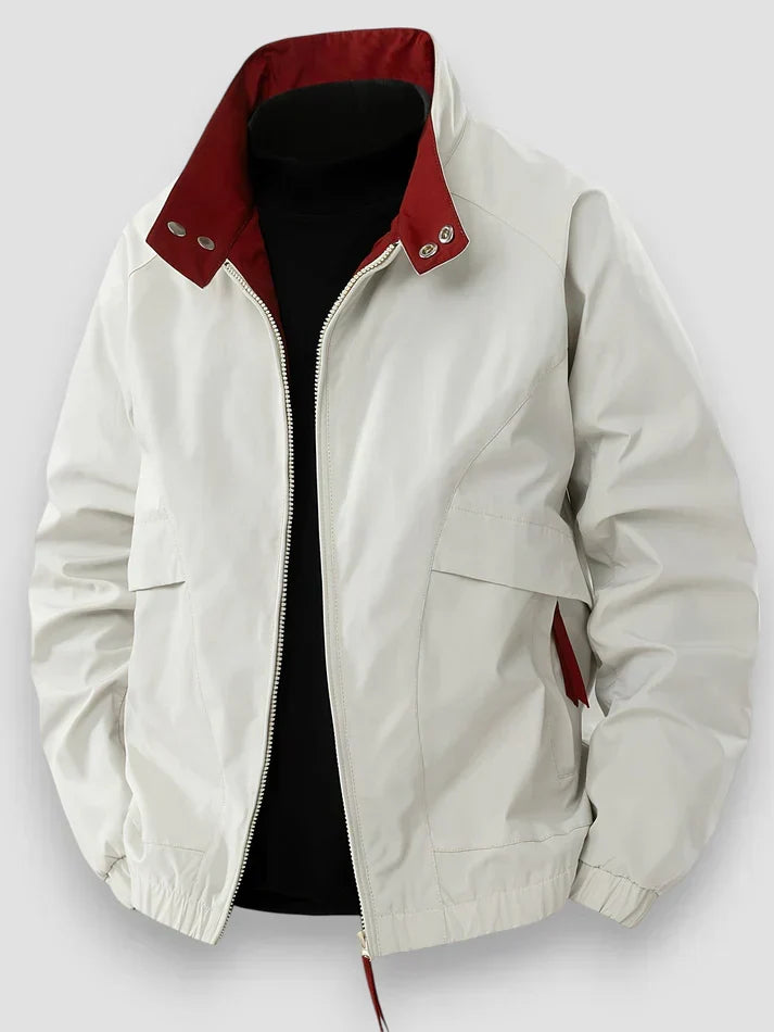 Men's bomber jacket zip-up loose fit with stand collar, transitional outerwear