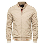 Men's bomber jacket slim fit full zip in black, autumn outerwear
