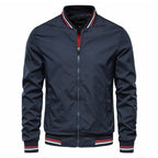 Men's bomber jacket slim fit full zip in black, autumn outerwear