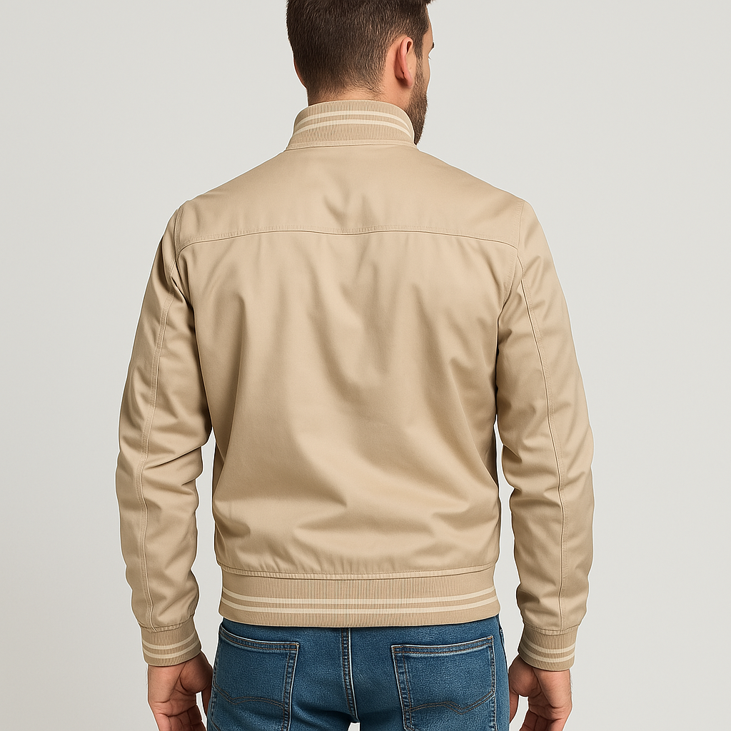 Men's bomber jacket slim fit full zip in black, autumn outerwear