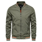 Men's bomber jacket slim fit full zip in black, autumn outerwear
