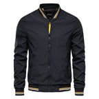 Men's bomber jacket slim fit full zip in black, autumn outerwear