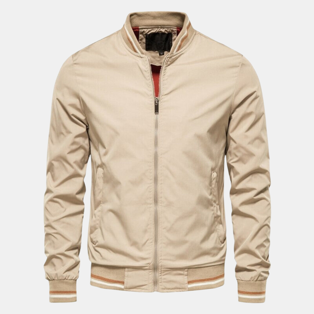 Men bomber jacket Harrington style with full zip waist length