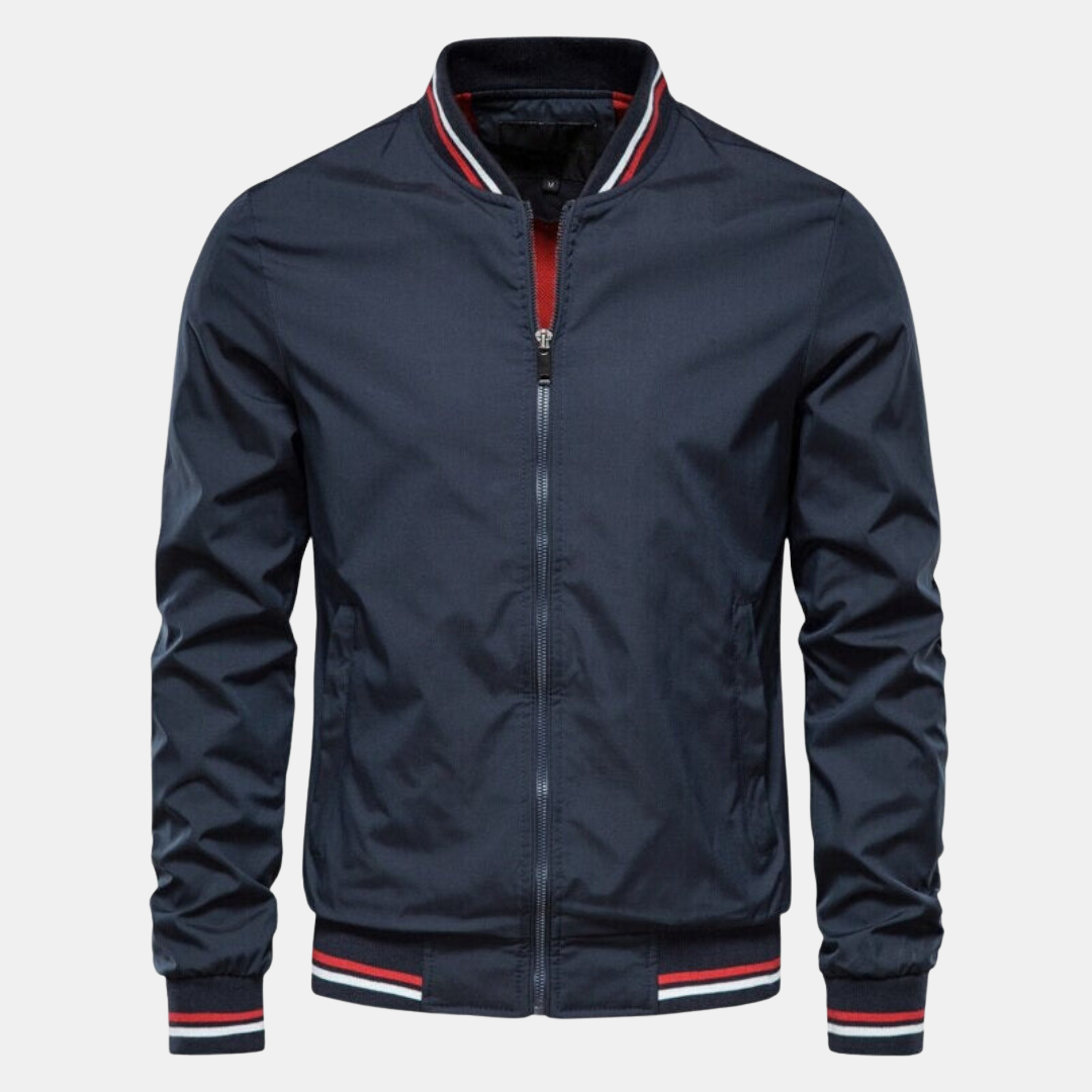 Men bomber jacket Harrington style with full zip waist length