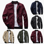 Men's bomber jacket windproof with zip pockets, slim fit for spring and fall