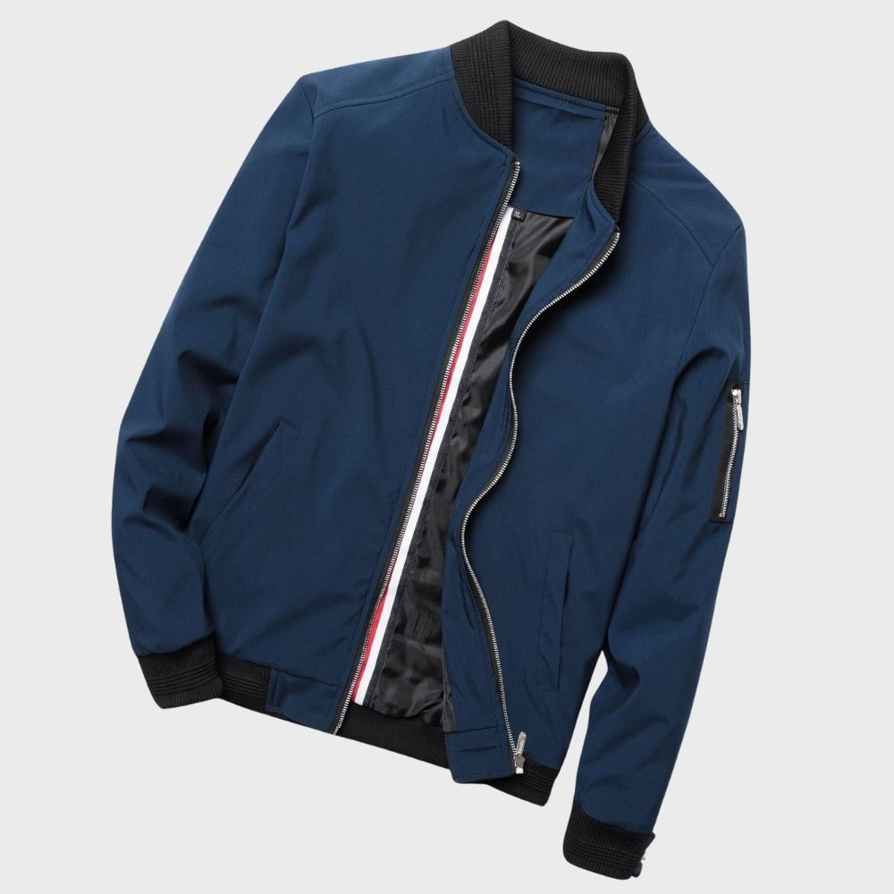 Men bomber jacket windproof lightweight with zip closure