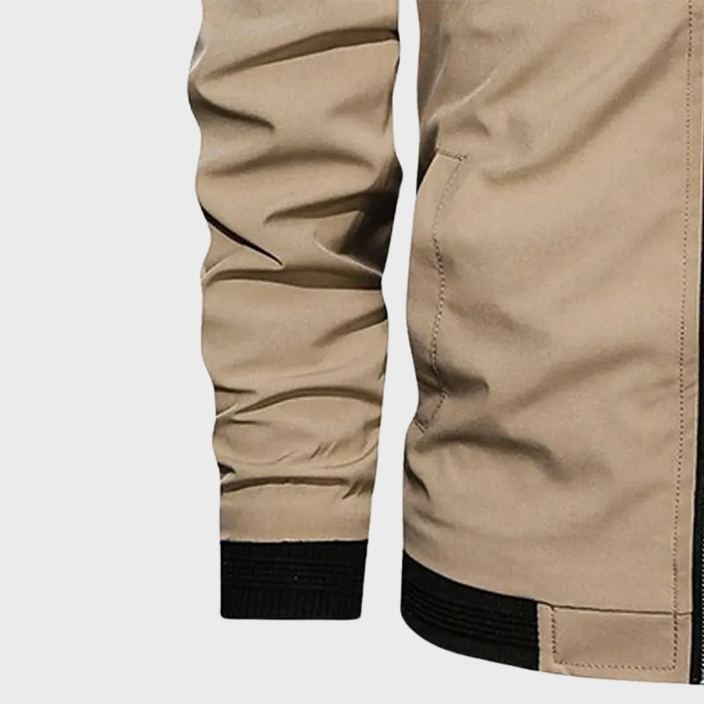 Men bomber jacket windproof lightweight with zip closure