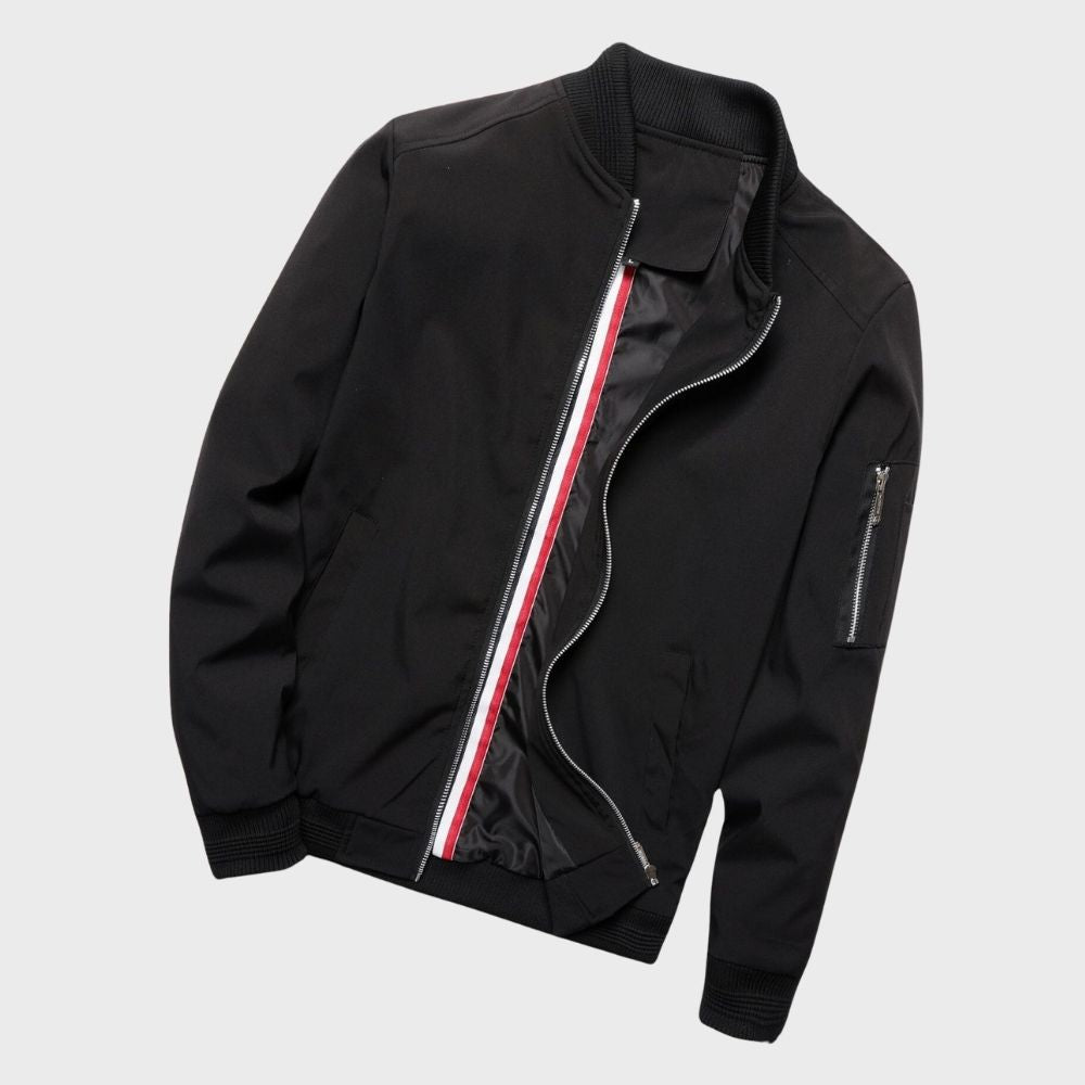 Men bomber jacket windproof lightweight with zip closure