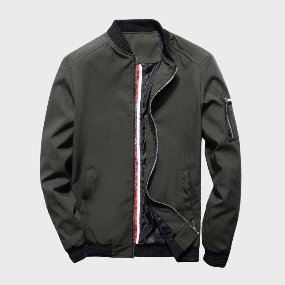 Men bomber jacket windproof lightweight with zip closure