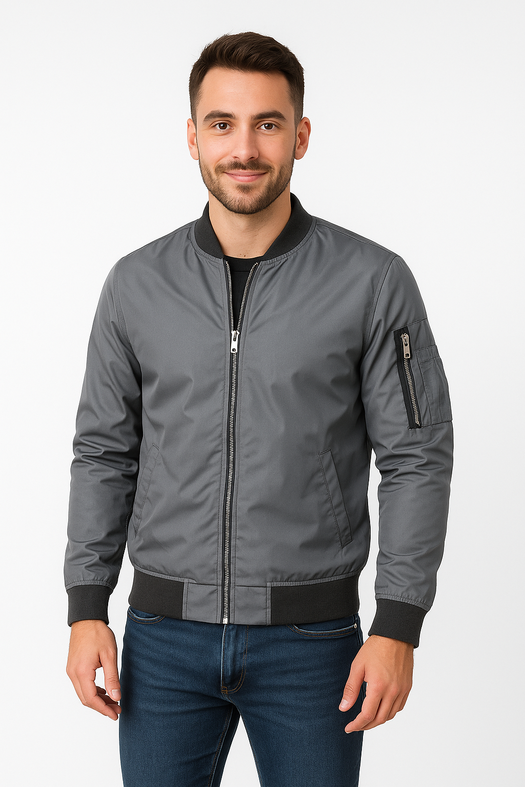 Men's bomber jacket windproof zip-up lightweight summer jacket