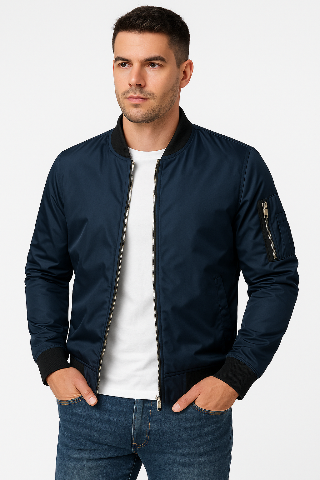 Men's bomber jacket windproof zip-up lightweight summer jacket