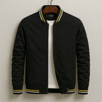 Men's bomber jacket full-zip windproof with ribbed trim, transition season outerwear