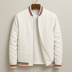 Men's bomber jacket full-zip windproof with ribbed trim, transition season outerwear