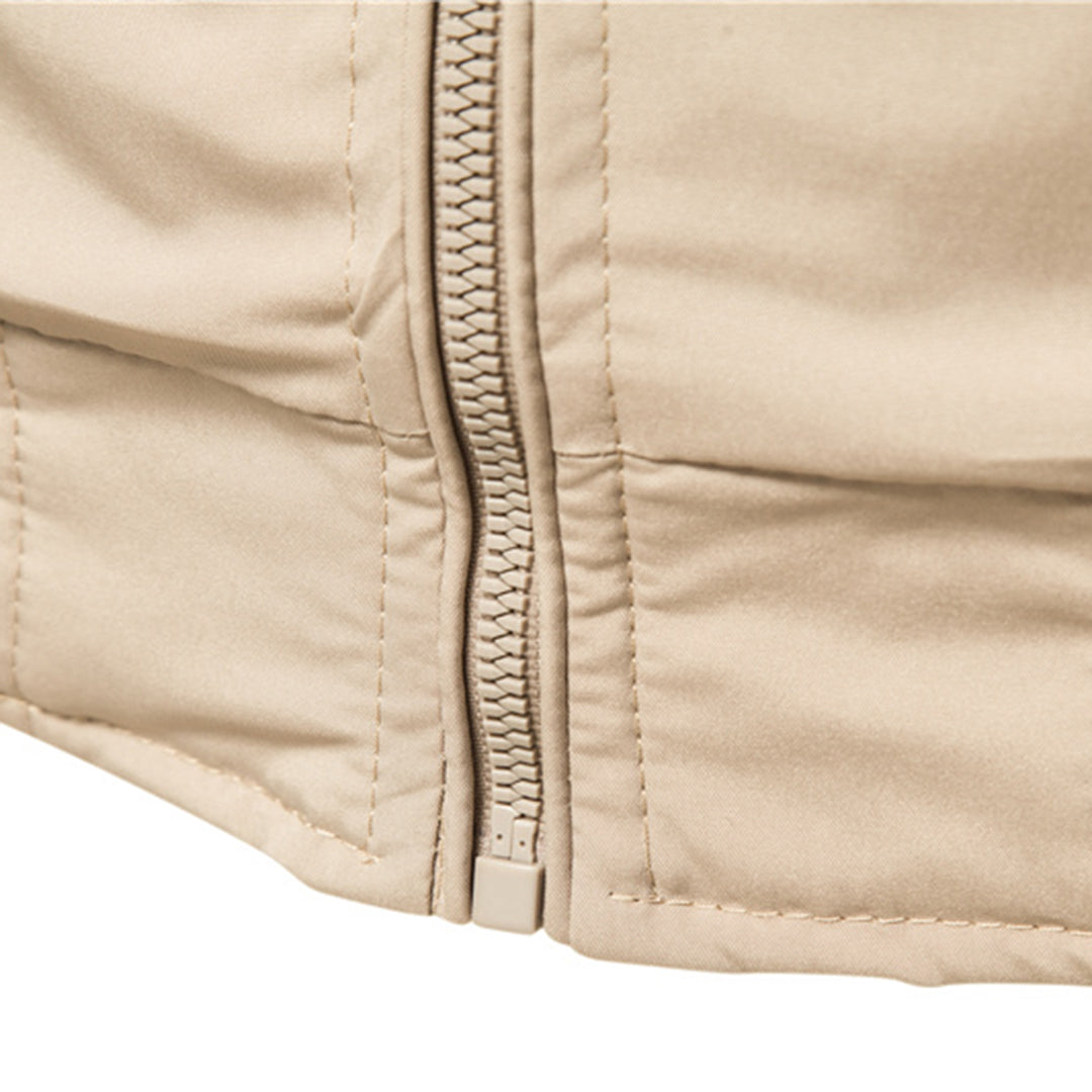 Men's bomber jacket windproof zip-up in army green, black, navy and khaki slim fit