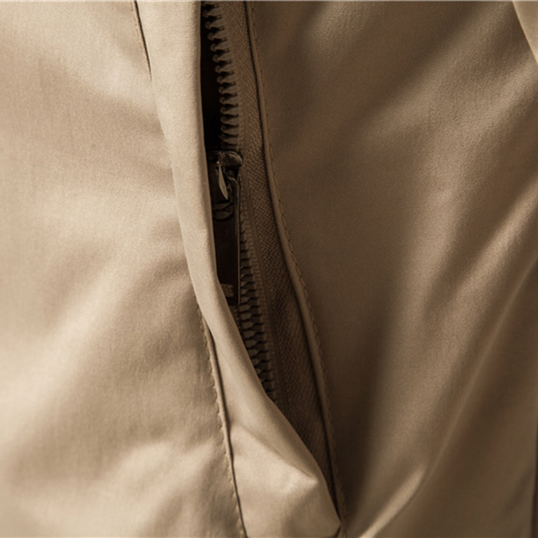 Men's bomber jacket windproof zip-up in army green, black, navy and khaki slim fit