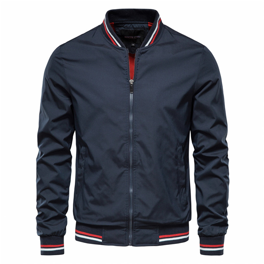 Men's bomber jacket windproof zip-up in army green, black, navy and khaki slim fit