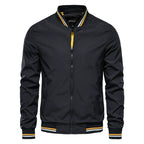 Men's bomber jacket windproof zip-up in army green, black, navy and khaki slim fit
