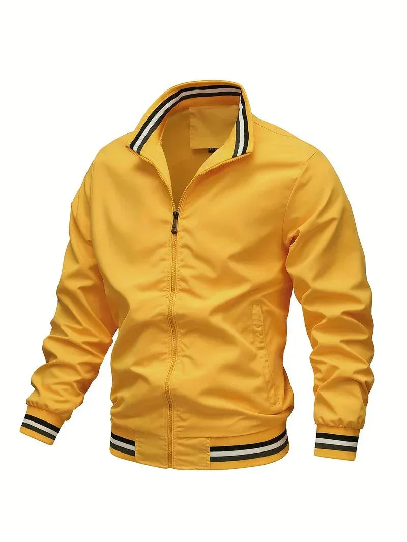 Men's windproof bomber jacket lightweight zip-up in multiple colors