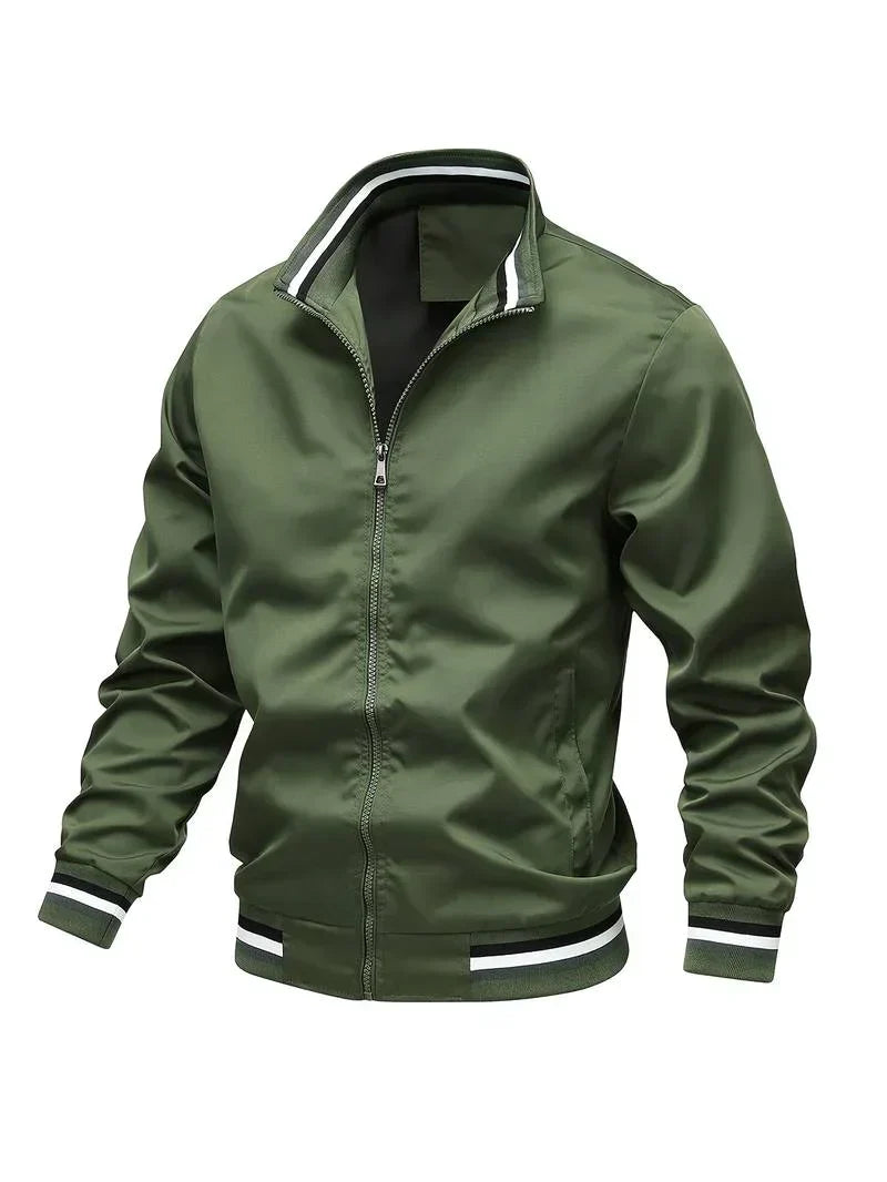 Men's windproof bomber jacket lightweight zip-up in multiple colors
