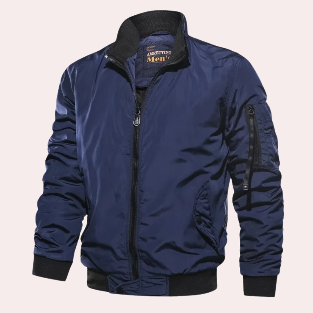 Men's bomber jacket windproof zip-up lightweight summer jacket in green, blue and black