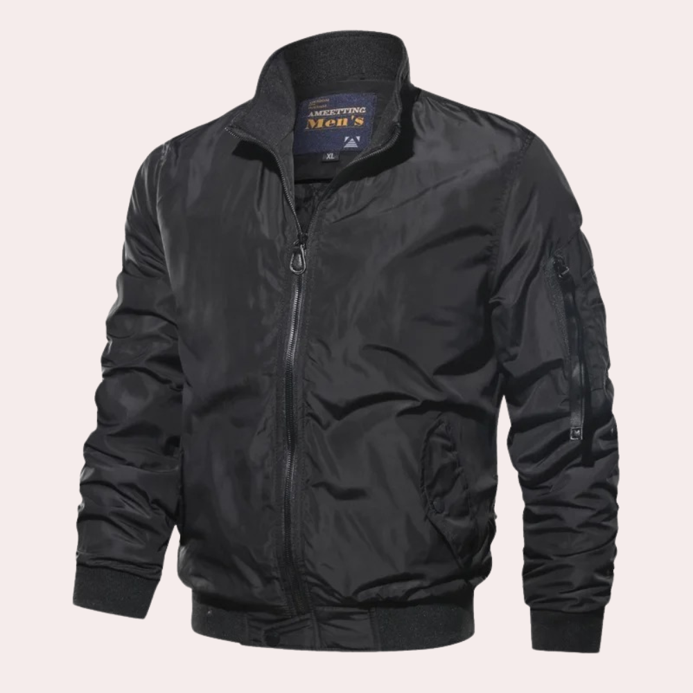 Men's bomber jacket windproof zip-up lightweight summer jacket in green, blue and black